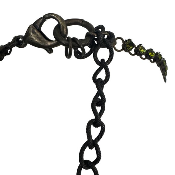 2/$25 Bicolor Leaf Statement Necklace With Multicolored Rhinestones - Picture 6 of 10